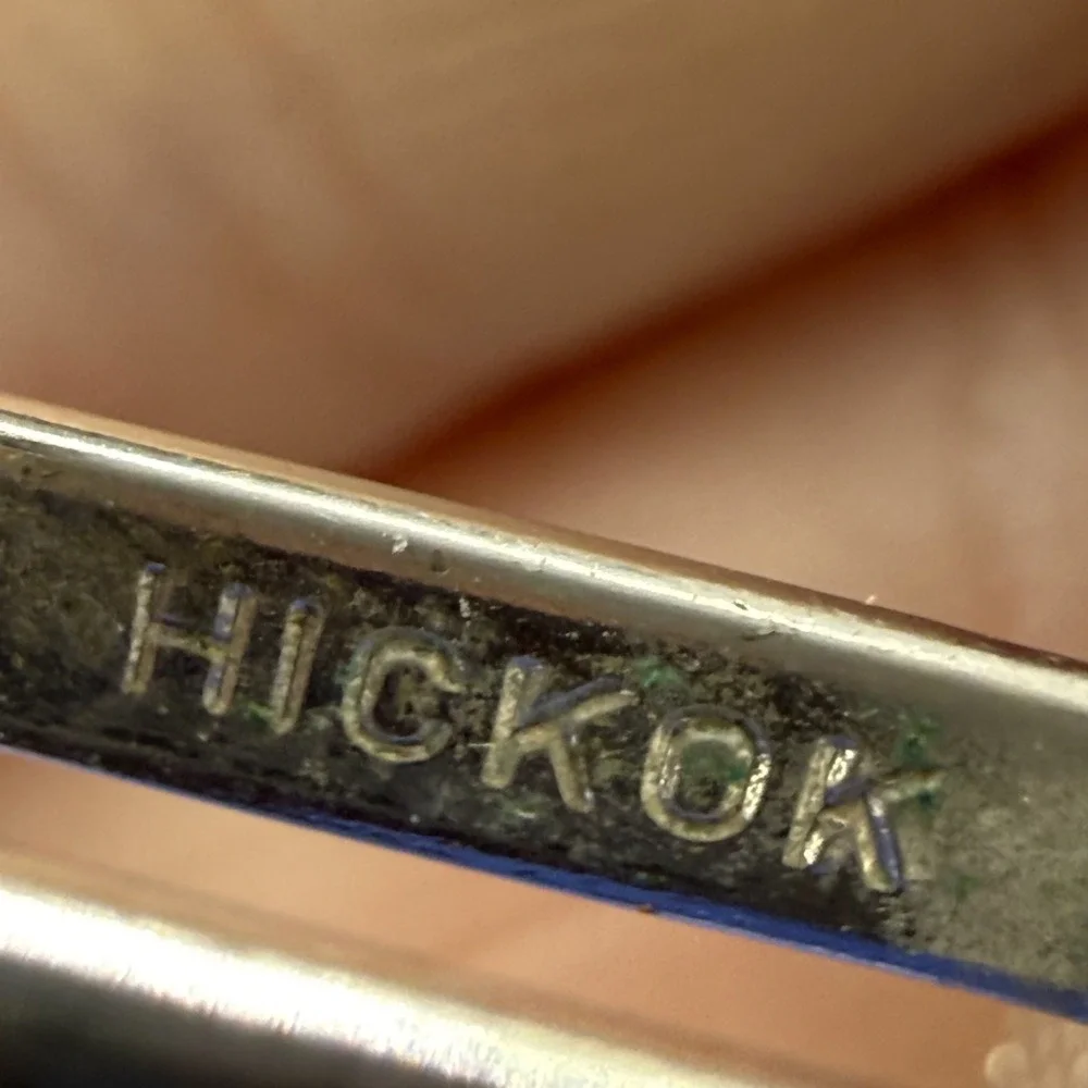 Vintage Hickok Cufflinks Red Confetti Lucite Silver Tone‎ Signed